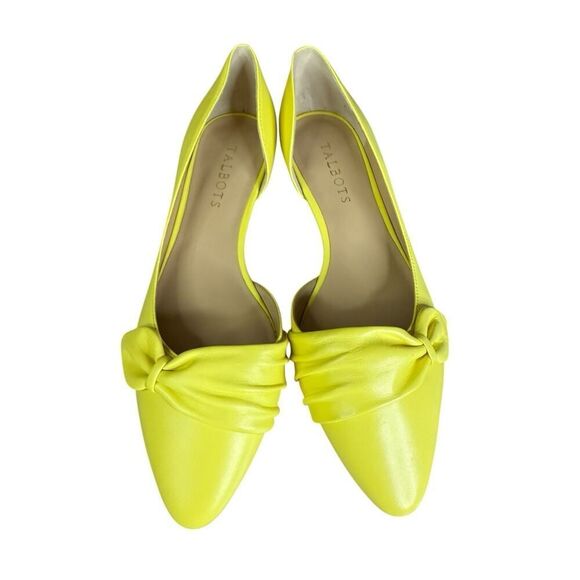 NEW Talbots Yellow Leather Flats Bow Pointed Toe D’Orsay Ballet Shoes 7.5 - Picture 4 of 9